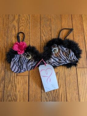 Vintage Y2k Victoria's Secret Customized Googley Eye Zebra Print Mesh Under wire